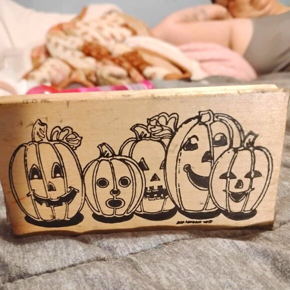 Other - Large Halloween pumpkins stamp rubber wood